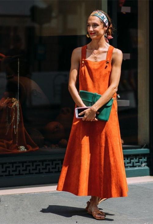 橙色衣服搭配图片